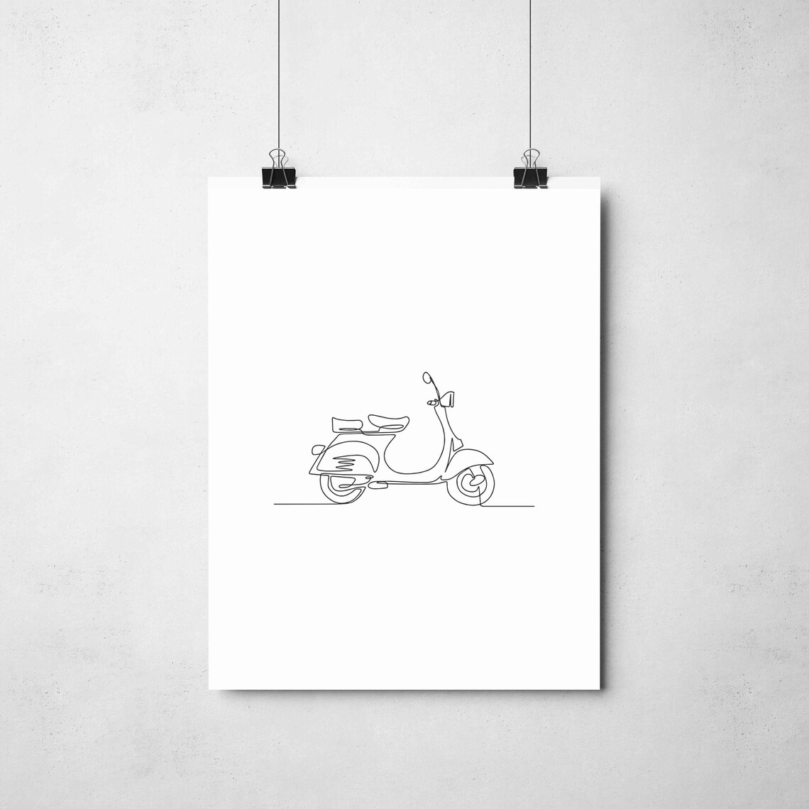 Retro Scooter Classic Step Through Vintage Moped Line Art Poster - Image 2