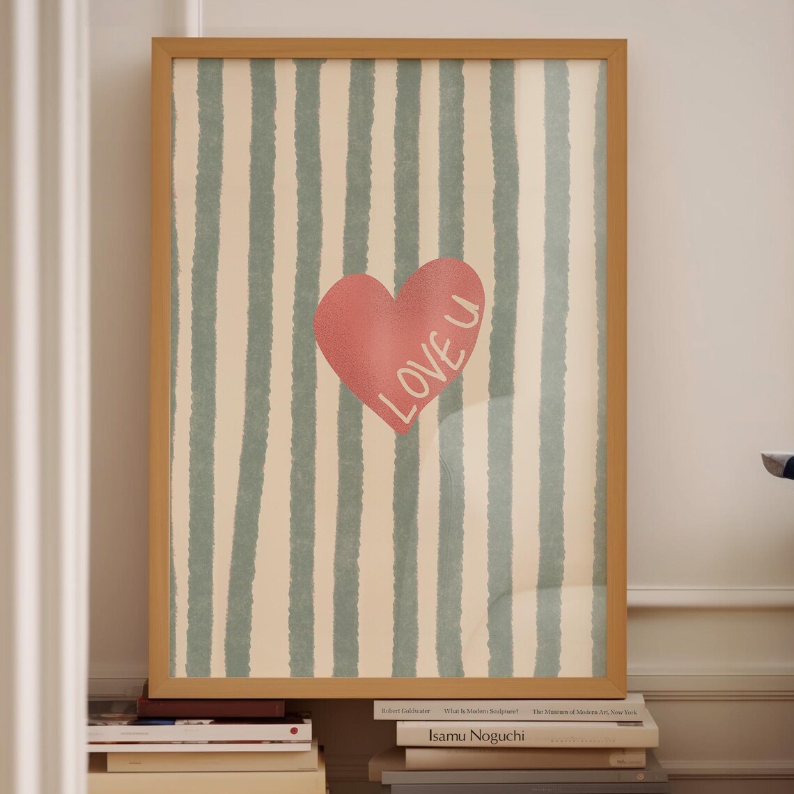 Love Heart Print, Pink Vintage-Style Poster