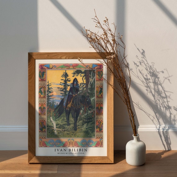 Ivan Bilibin Black Horseman Slavic Folktale Illustration