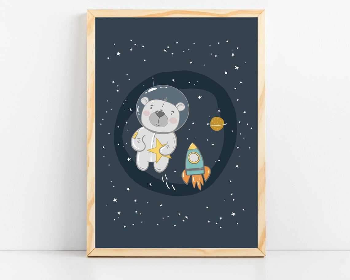 Space Nursery Art Print, Kids Room Wall Decor