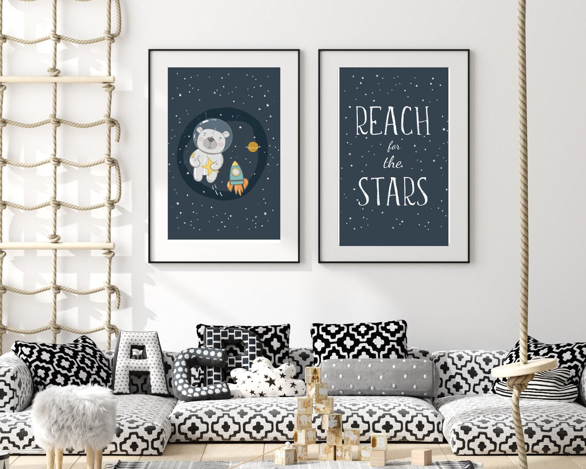 Space Nursery Art Print, Kids Room Decor - Image 2