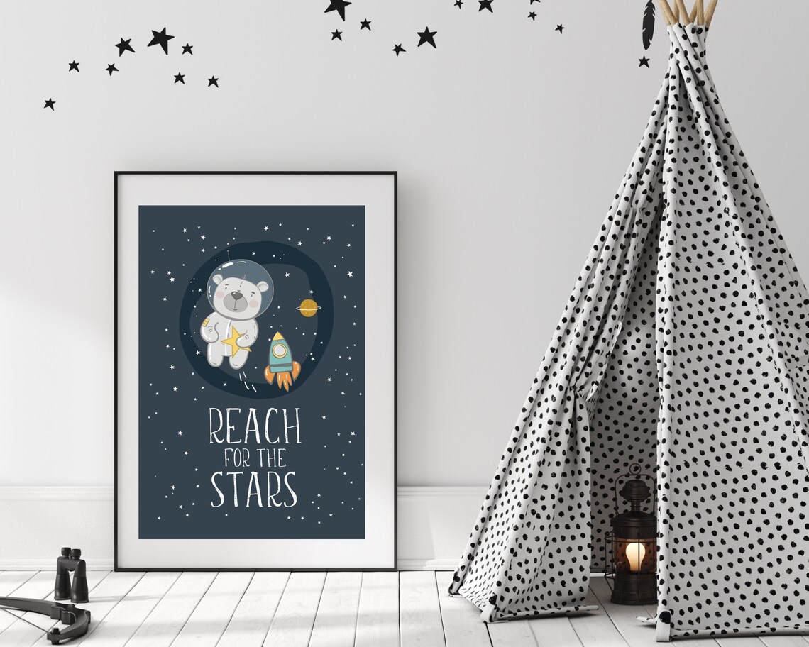 Space Nursery Print, Reach For The Stars Poster - Image 3
