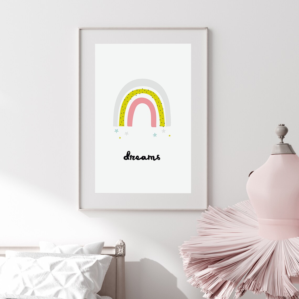 Inspirational Girls Bedroom Decor Rainbow Print Stars Girls Wall Art Toddler Motivational Poster Kids Positive Print Little Girl Wall Decor - Image 3