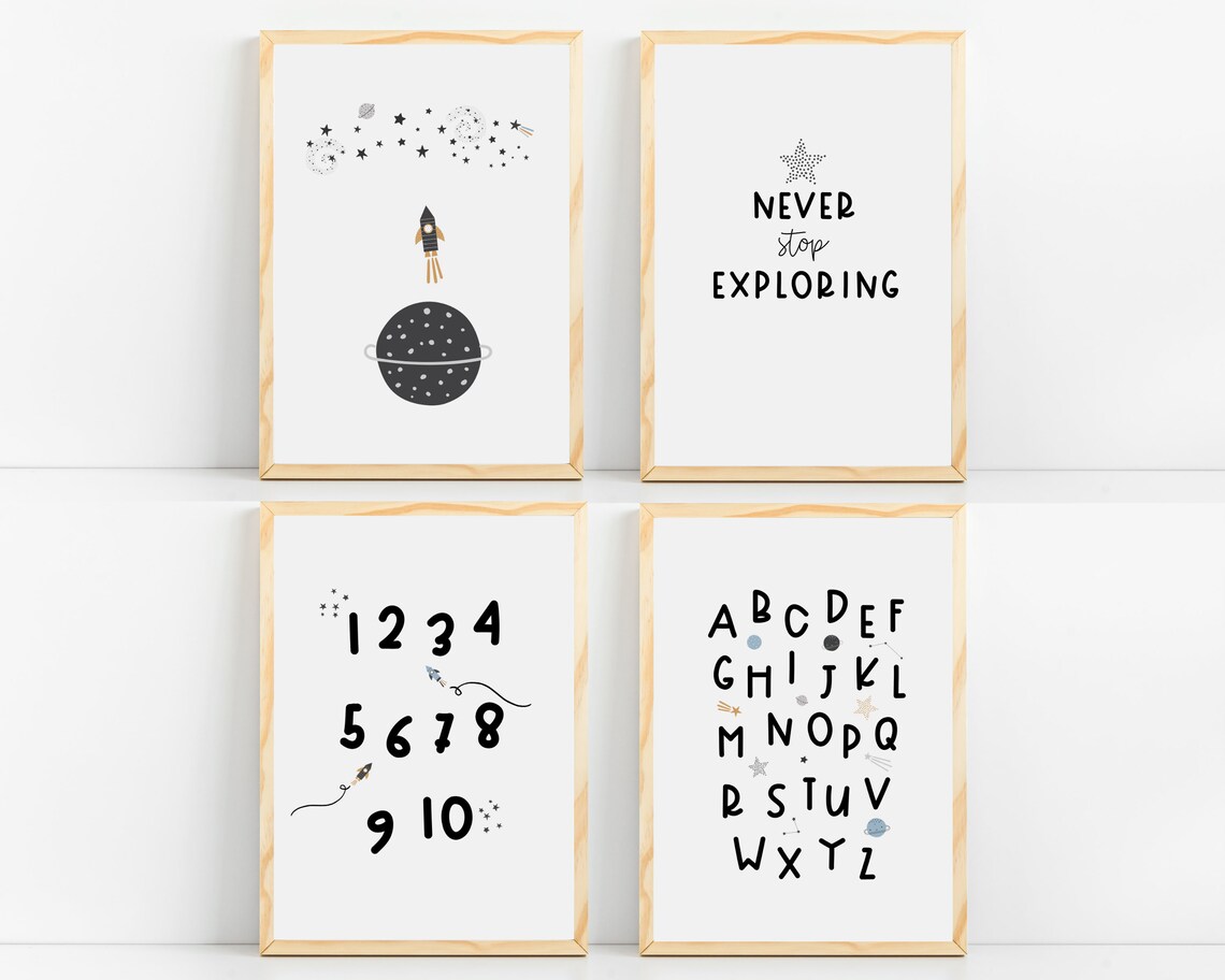 Space Themed Alphabet Poster, Boys Nursery Art - Image 4