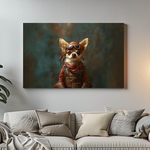 Pirate Chihuahua Maximalist Eclectic Victorian Print Bold Altered Party Portrait Fantasy Fun Colorful Renaissance Rustic Art
