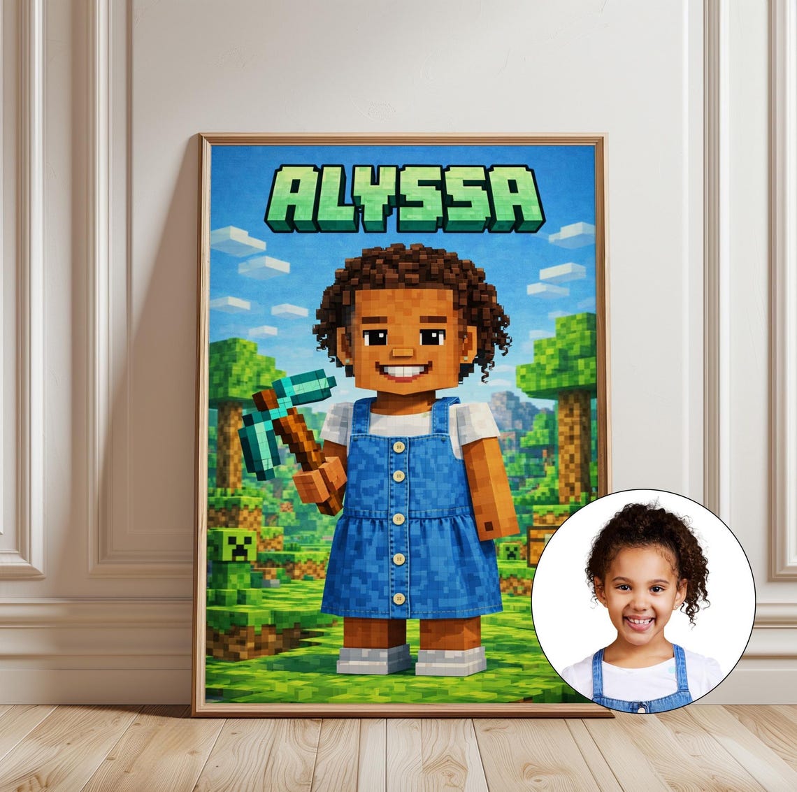 Custom Minecraft Portrait From Photo Print Name Boys Girls Room Decor Birthday Gift Nursery Poster - Image 8
