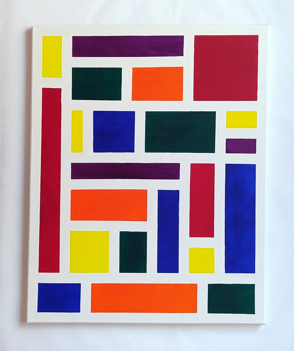 Colorful Rectangles Mondrian Style Geometric Abstract Modern Painting Print - Image 3