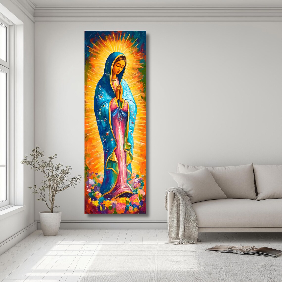 Our Lady Of Guadalupe Painting Colorful Catholic Religious Art Tall Vertical Print - Image 2
