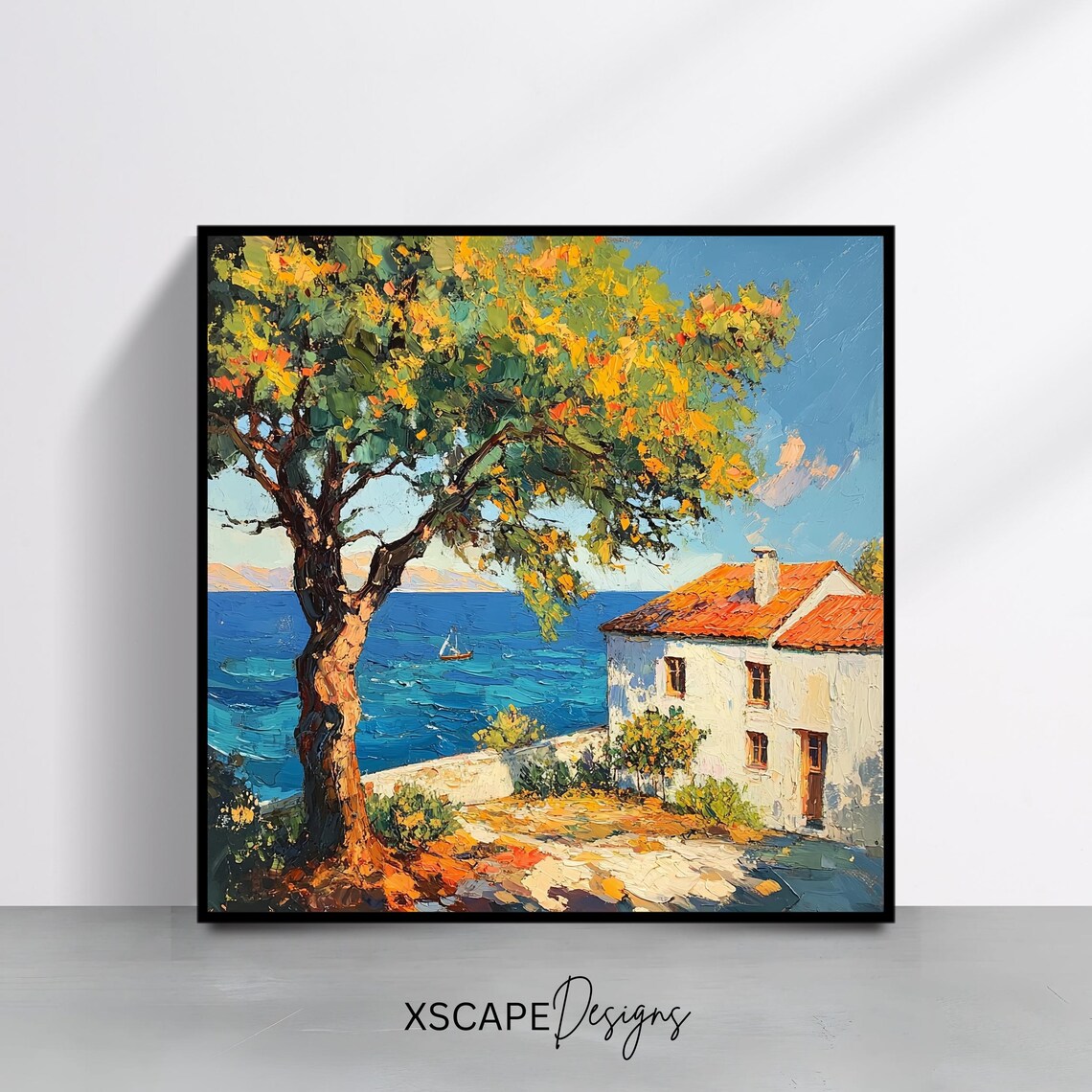 Mediterranean Coastal Landscape, Rustic Travel Poster