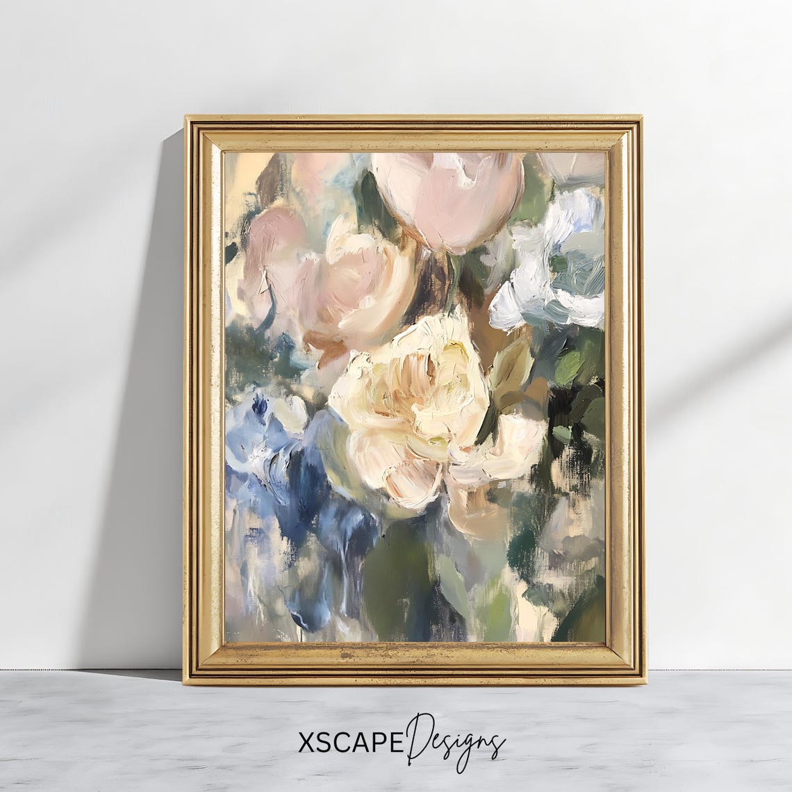 Romantic Vintage Floral Bouquet Soft Pink Roses Impressionist Poster