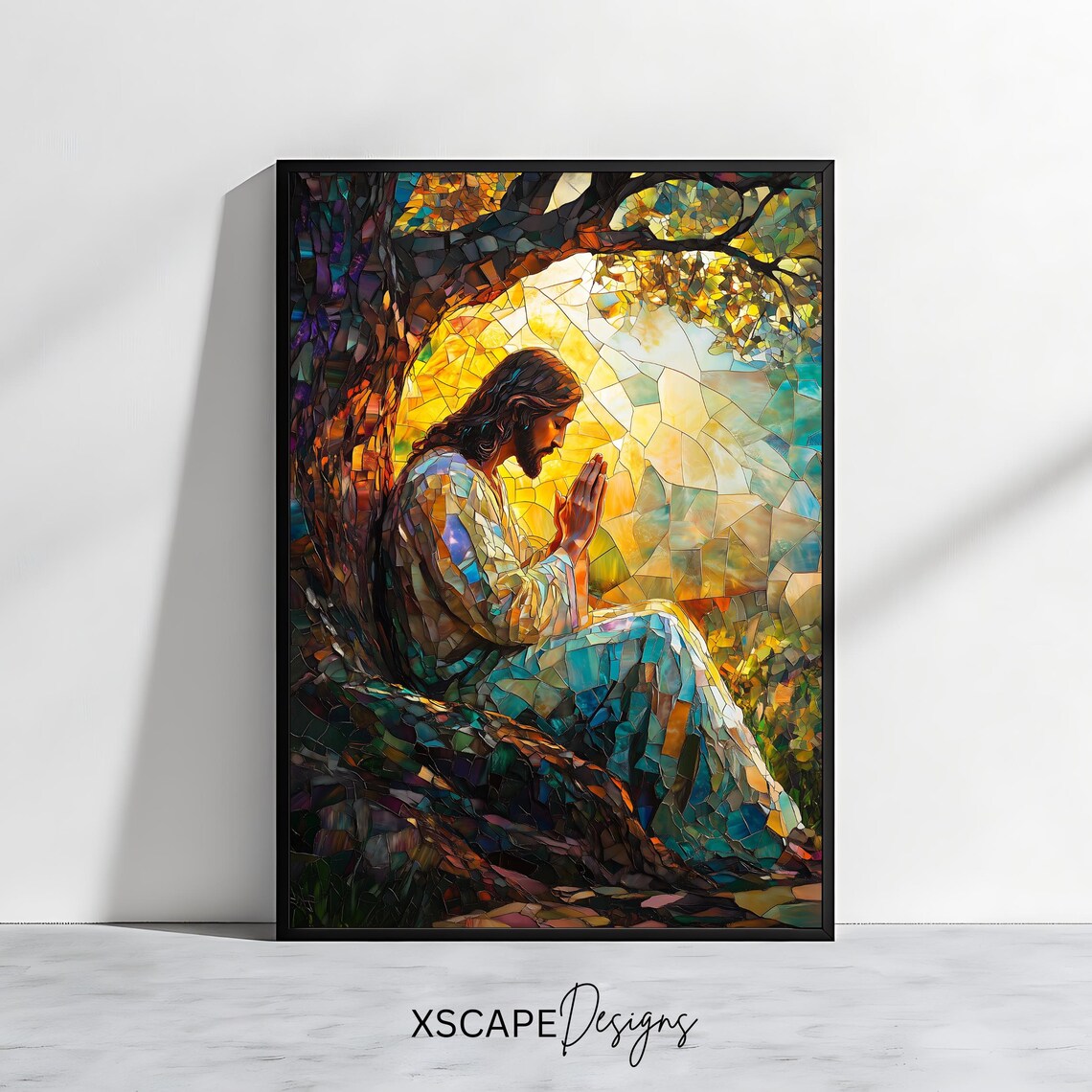 Jesus Stained Glass Art Print, Christian Decor