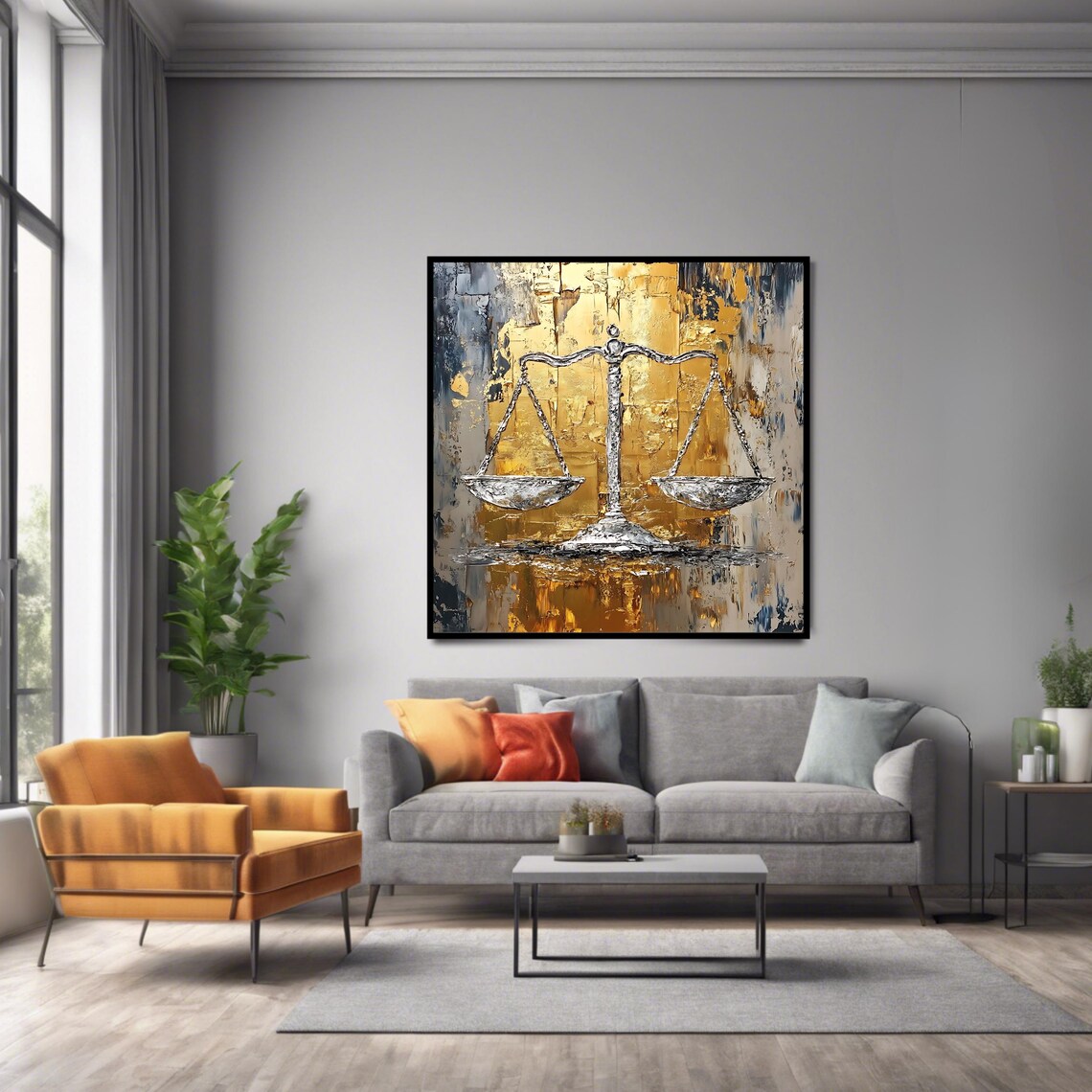 Abstract Justice Scales Art Print, Textured Legal - Image 2