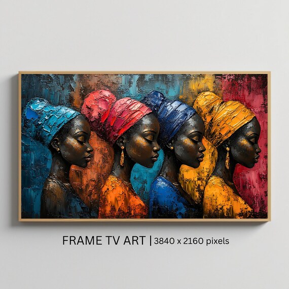 Vibrant African Women Art For Frame Tv Cultural Portrait Roku Screensaver Smart Tv Wall Art