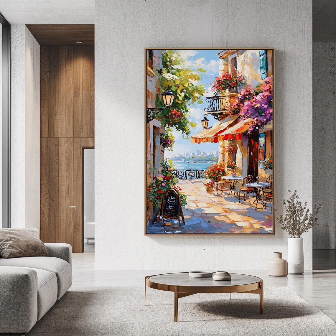 Charming Café Mediterranean Balcony Art Print - Image 3