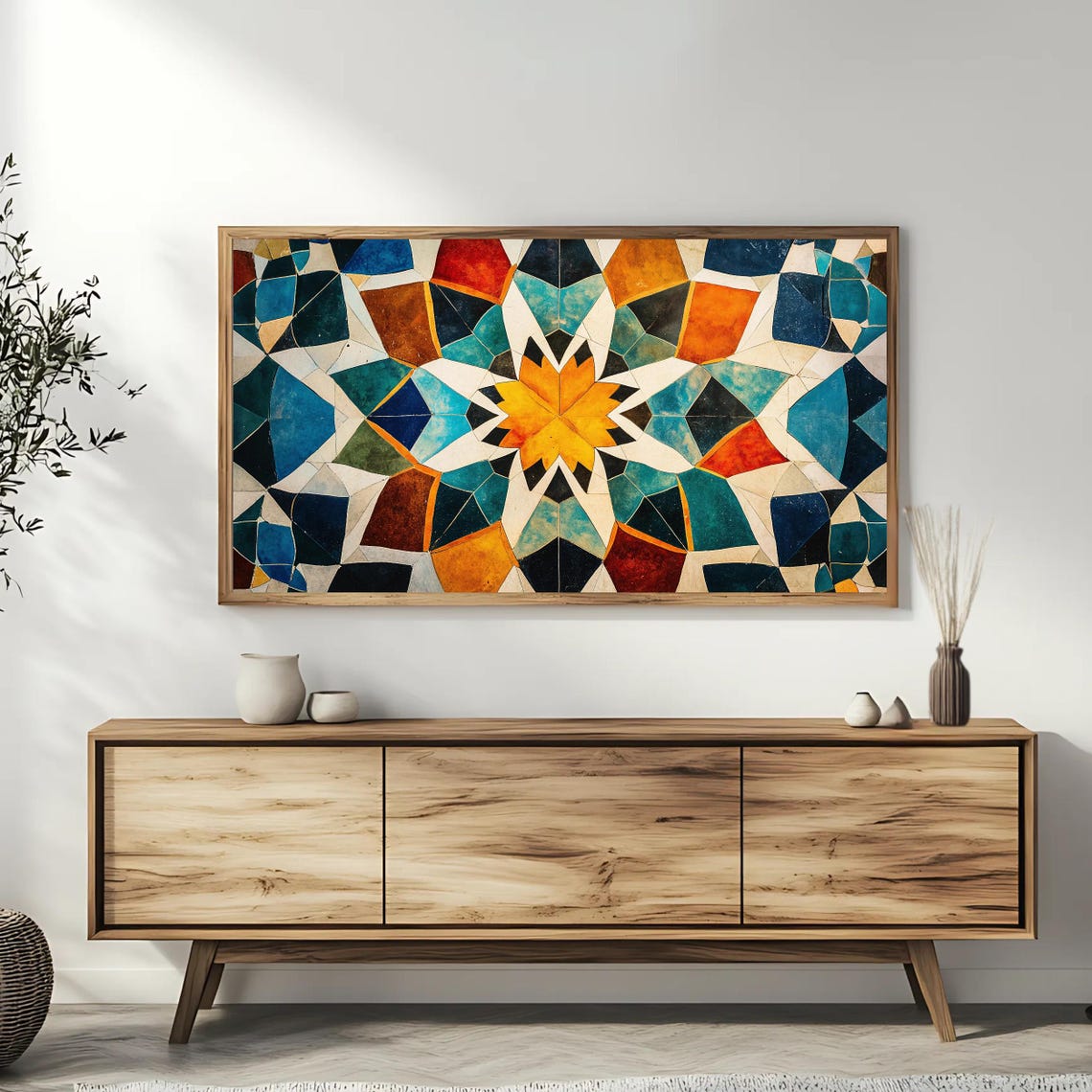 Colorful Islamic Mosaic Star Geometric Stained Glass Tile Art Poster - Image 3