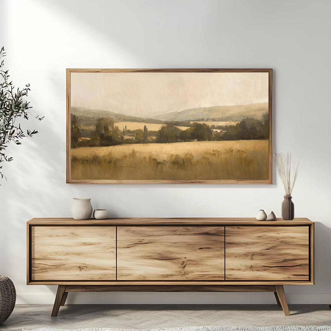 Tranquil Golden Countryside Landscape Minimalist Travel Poster - Image 3