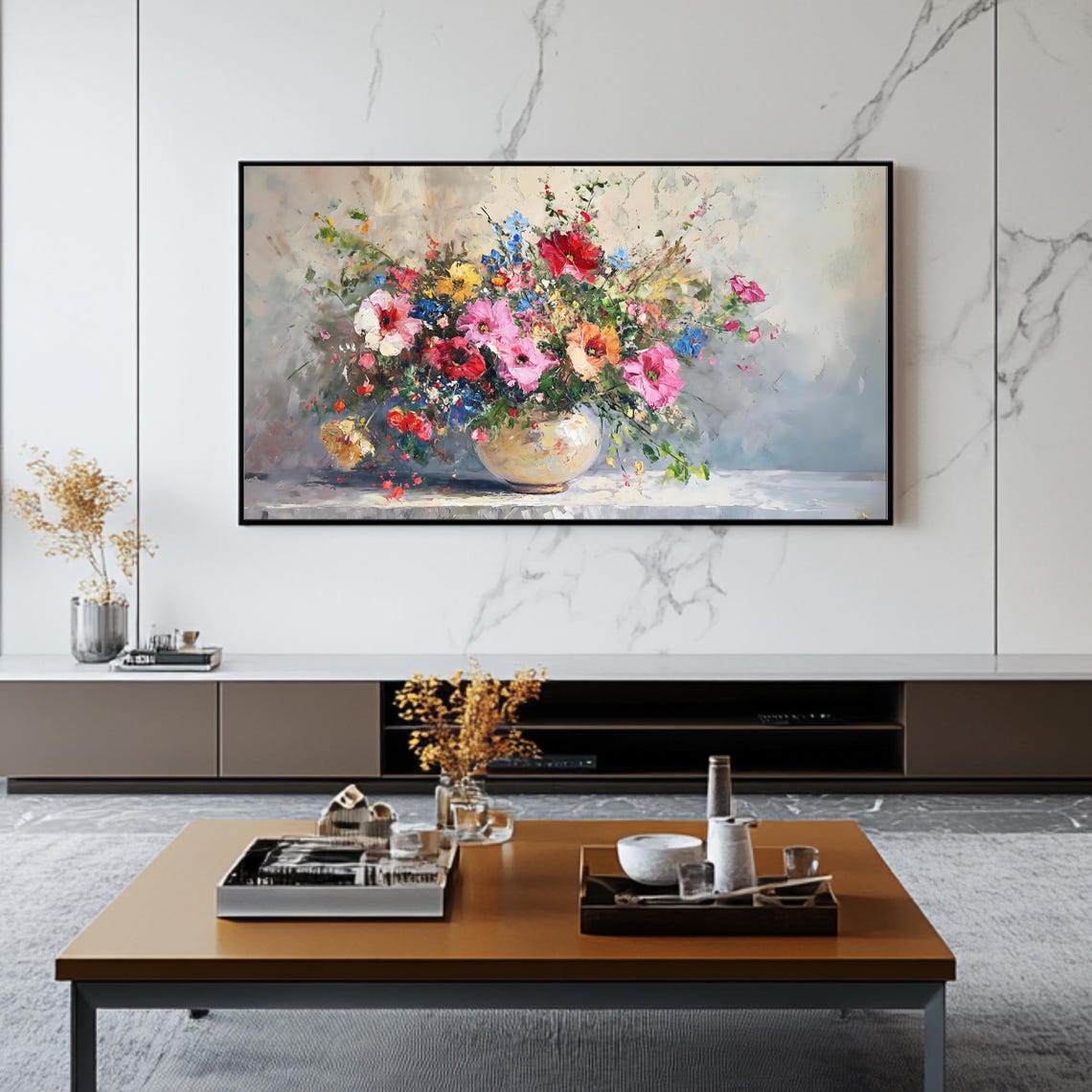 Impressionist Floral Bouquet In Vase Pastel Wildflowers Poster - Image 2