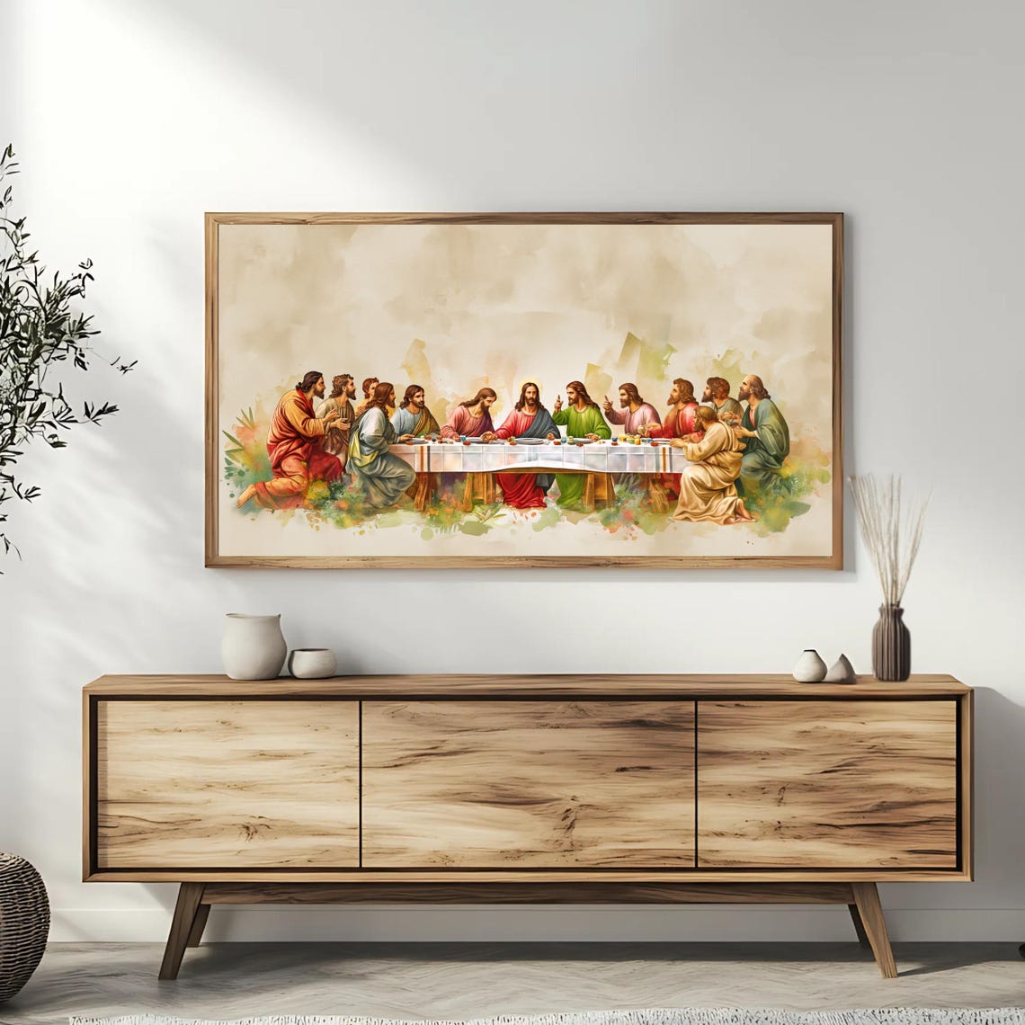 The Last Supper Jesus Christ Watercolor Religious Art Poster - Image 3