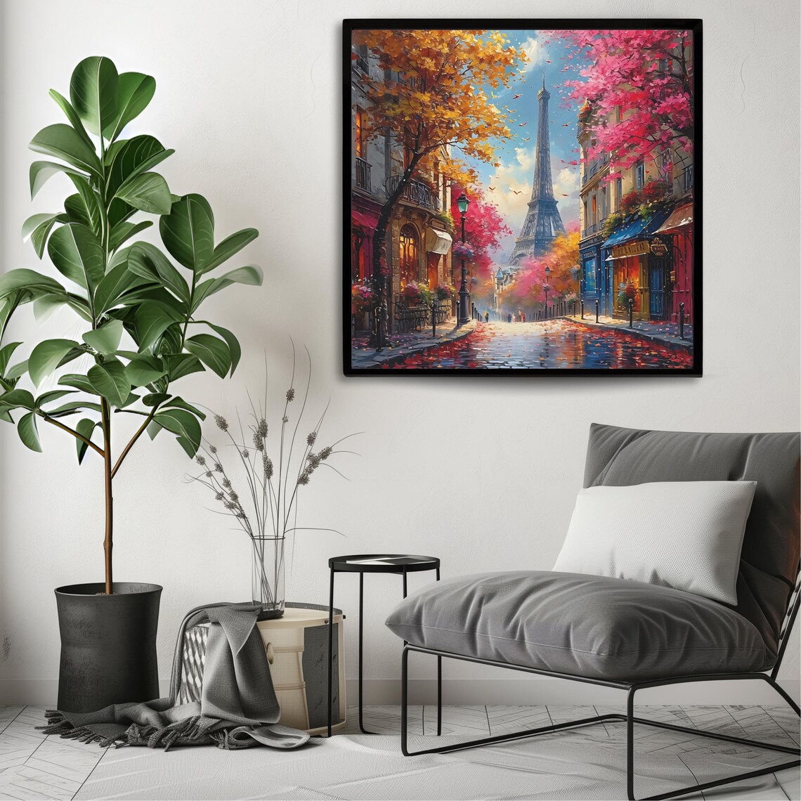 Paris Eiffel Tower Autumn City Street Colorful Travel Art Poster - Image 3