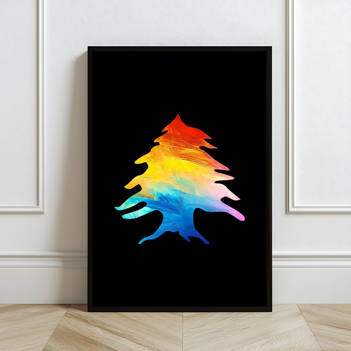Lebanese Cedar Tree Art Print Abstract Lebanon Wall Decor Colorful Middle Eastern Artwork Modern Painting - Image 2
