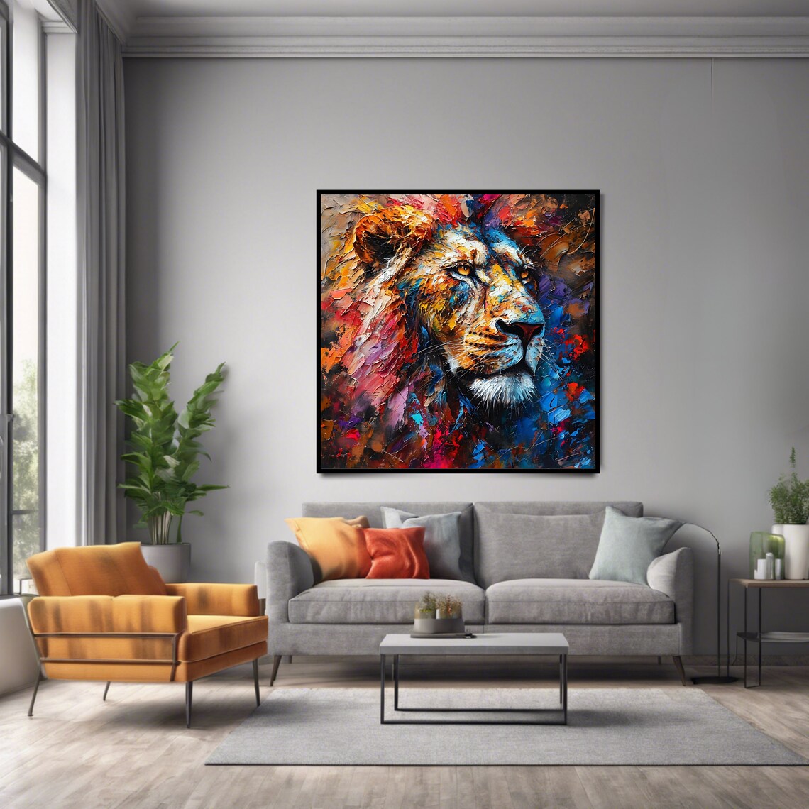 Lion Wildlife Art Print, Bold Animal Decor - Image 2