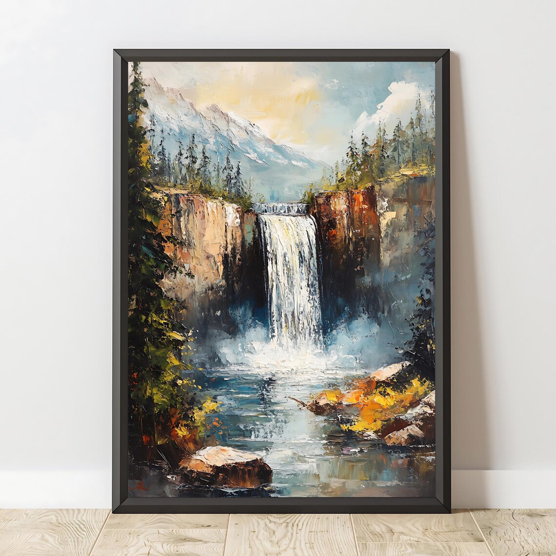 Waterfall Landscape Art Print, Rustic Home Decor - Image 2