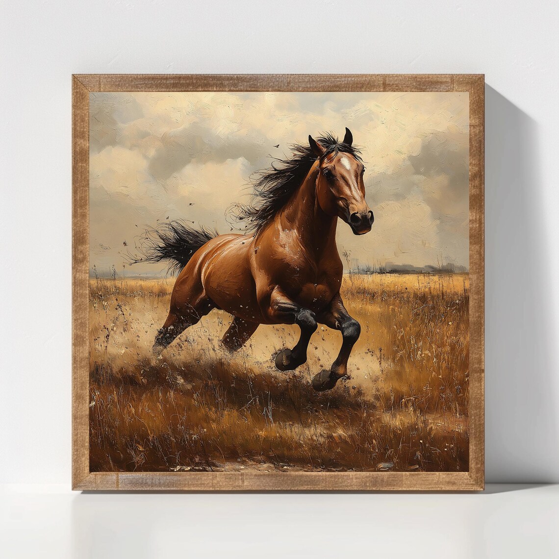 Running Horse, Rustic Western Wall Art Print - Image 2