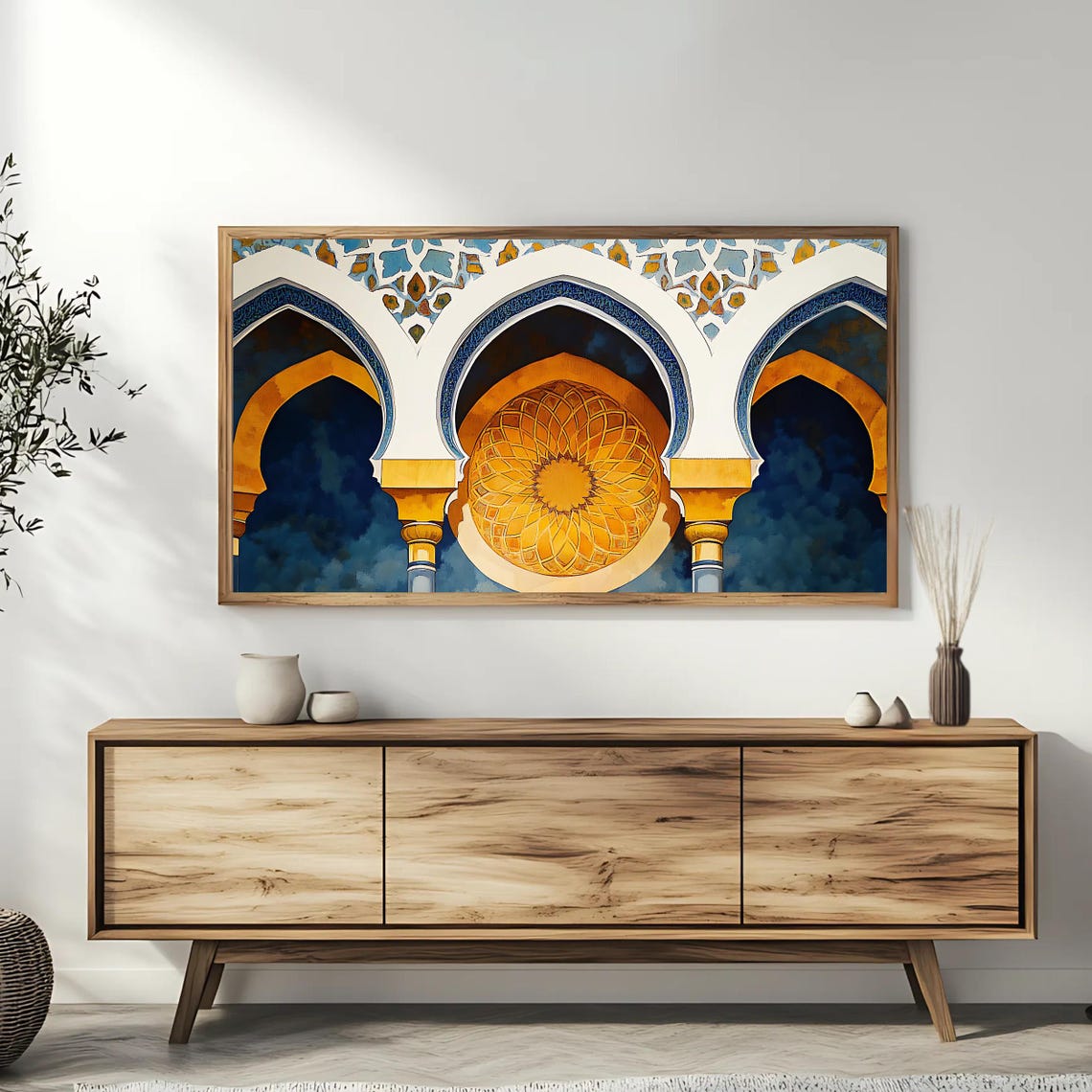 Islamic Arches With Golden Geometric Rose Window Mosque Art Poster - Image 3