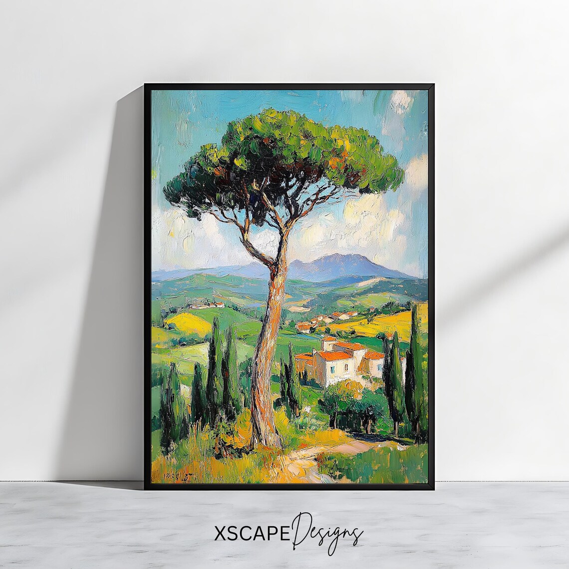 Tuscan Tree Art Print, Scenic Countryside Nature Decor