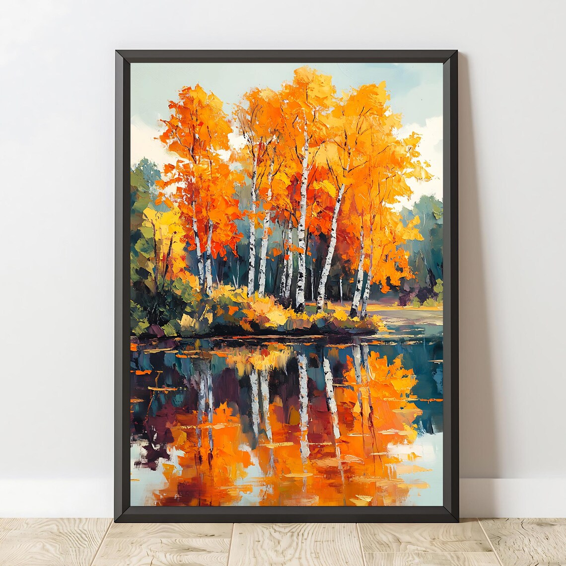 Autumn Birch Tree Fall Landscape Art Print - Image 2