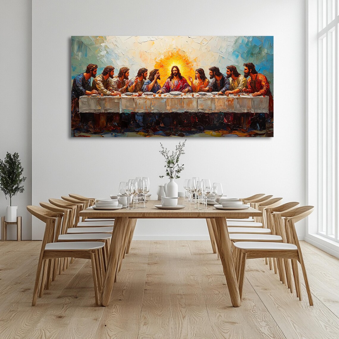 The Last Supper Impasto Oil Painting Christian Panoramic Wall Art - Image 3