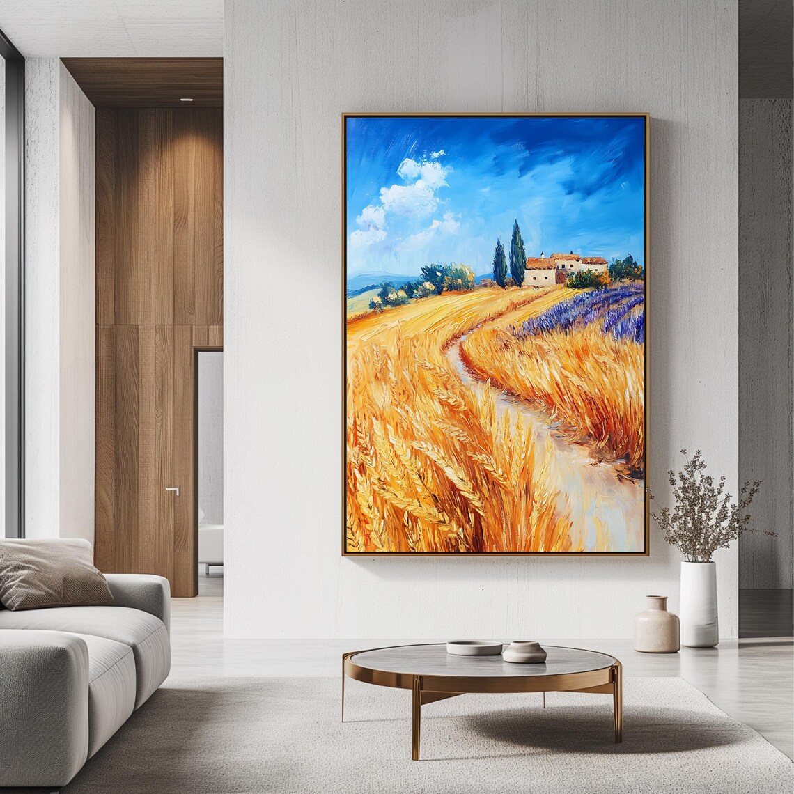 Tuscan Wheat Field Farmhouse Cypress Golden Countryside Art Poster - Image 3