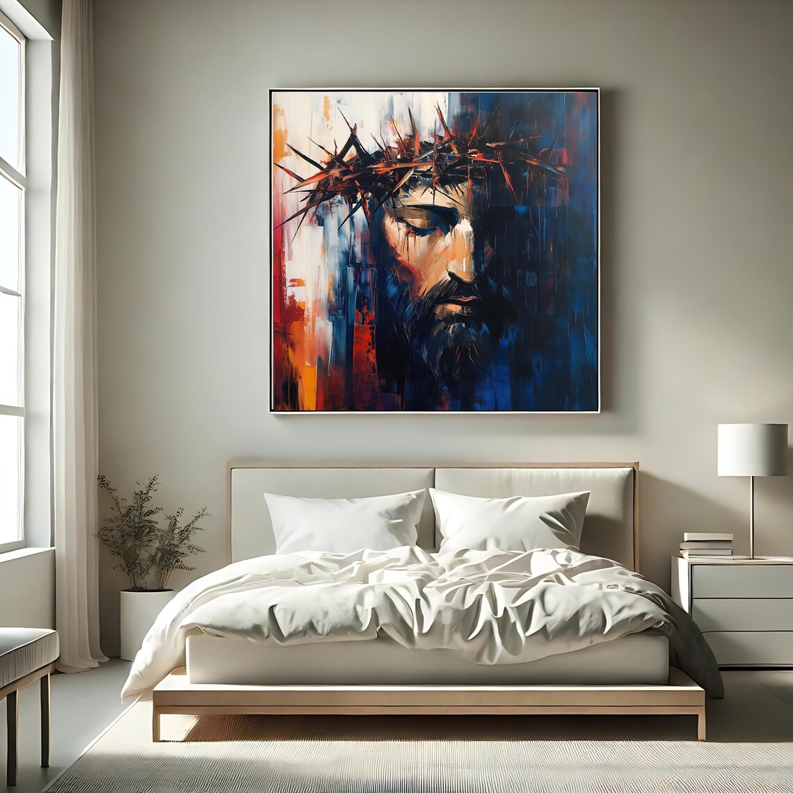 Jesus Crown of Thorns Abstract Christian Art Print - Image 2