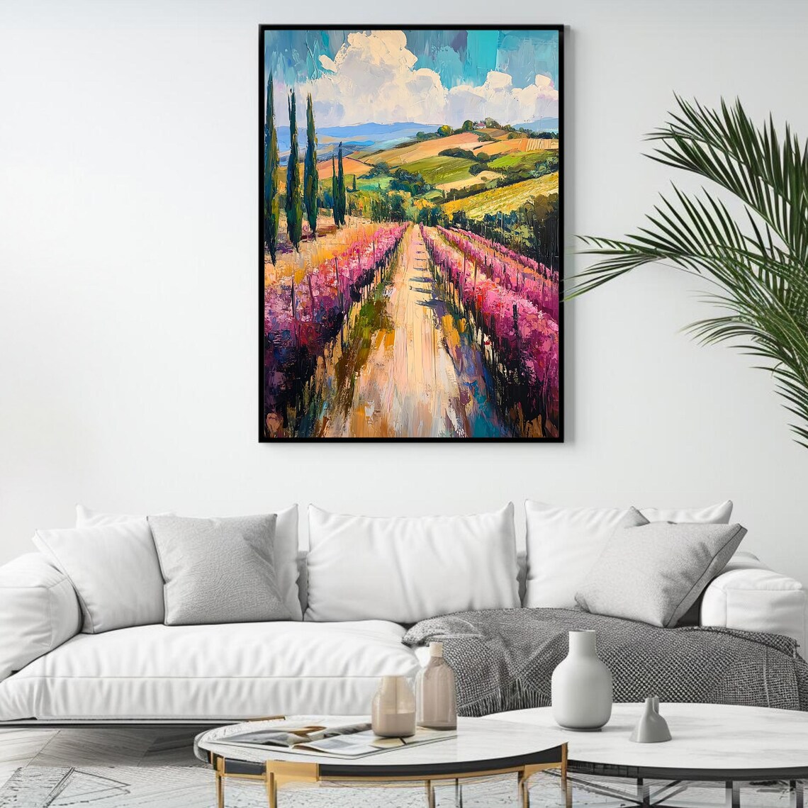 Vineyard Countryside, Scenic Landscape Art Print - Image 4