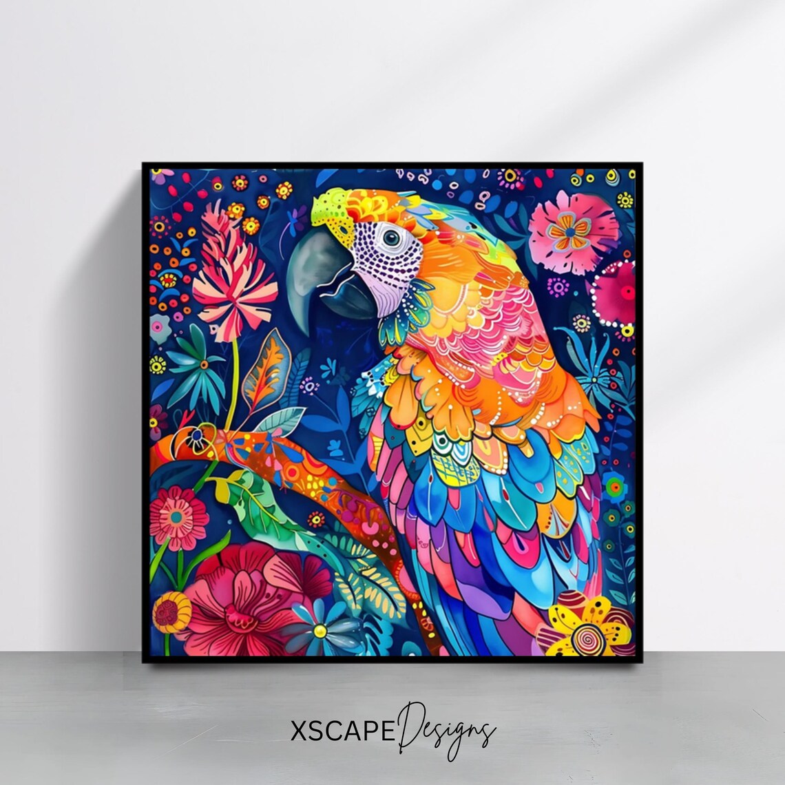Vibrant Parrot Tropical Bird, Wildlife Poster