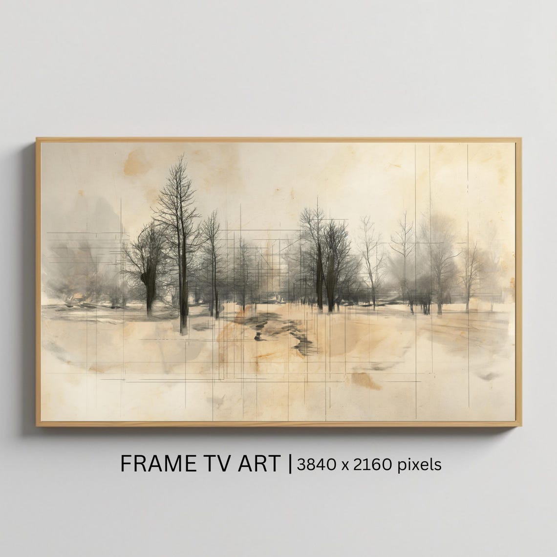 Minimalist Winter Trees Snow Landscape Sketch Art Travel Poster