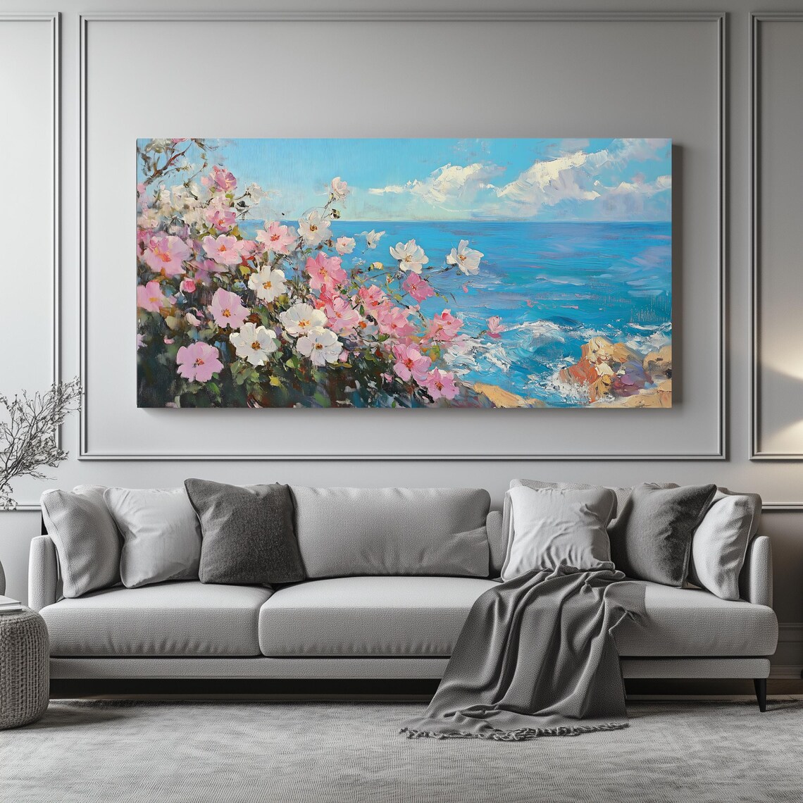 Coastal Flowers Art Print, Panoramic Artwork - Image 4