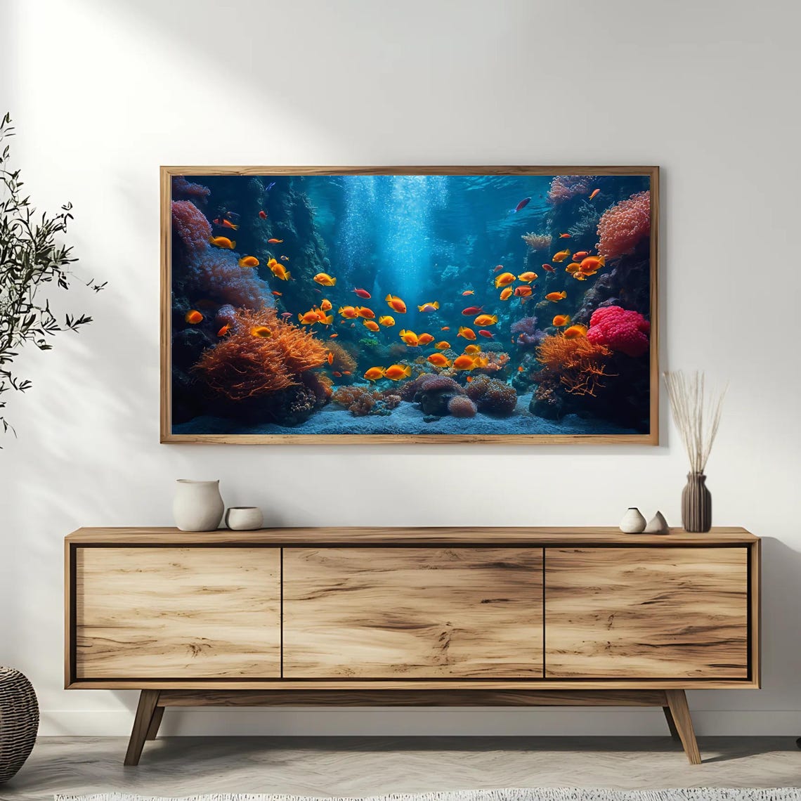 Coral Reef Underwater Fish School Vibrant Ocean Life TV Art Poster - Image 3