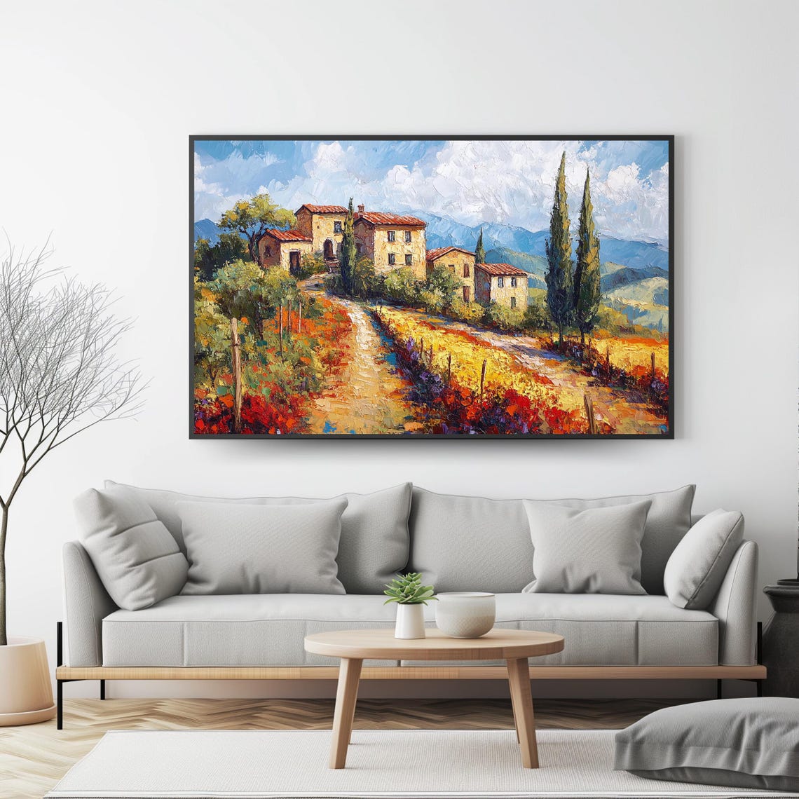 Tuscan Villa Cypress Trees Italian Countryside Colorful Hills Poster - Image 4