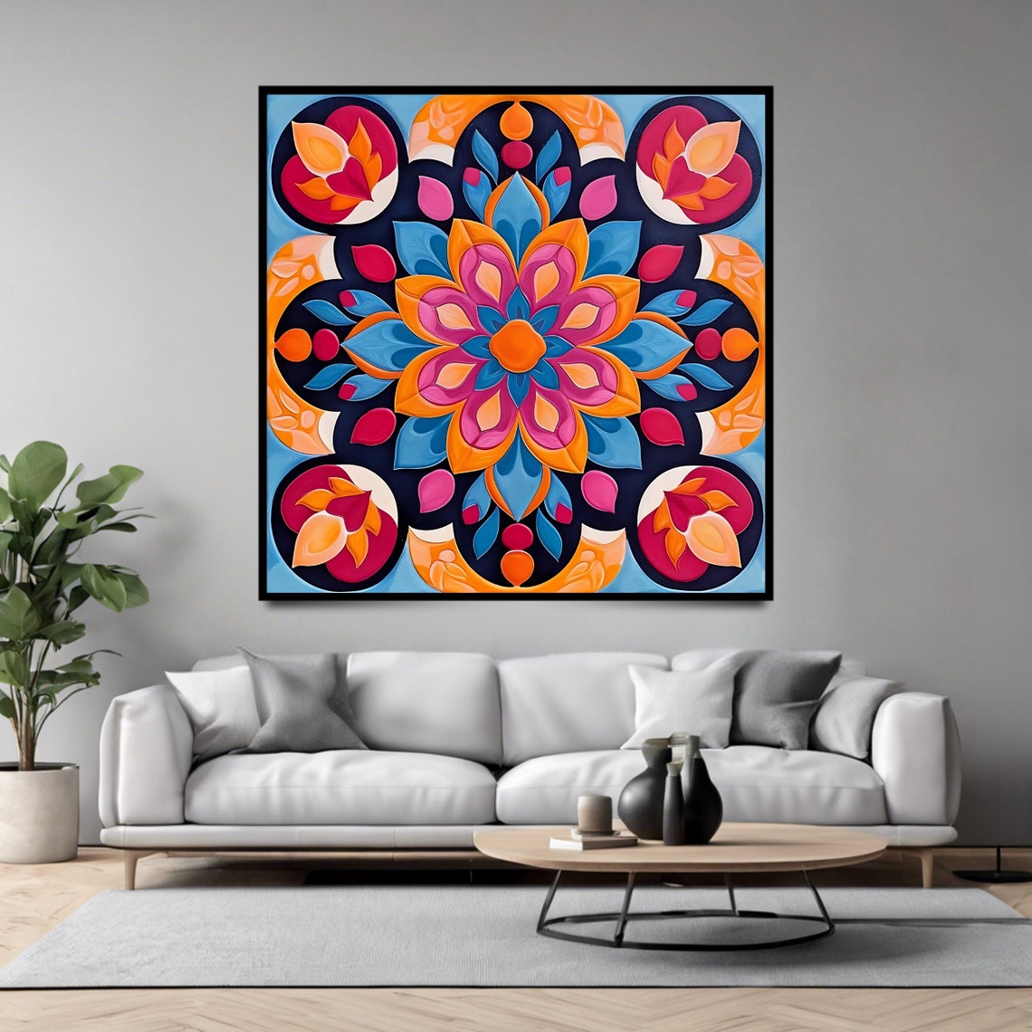 Moroccan Mandala Geometric Floral Vibrant Colorful Pattern Art Print - Image 4