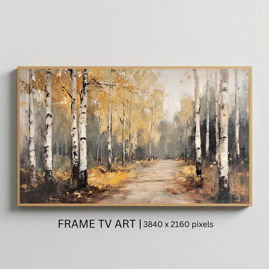 Autumn Birch Forest, Rustic Pathway Art Print