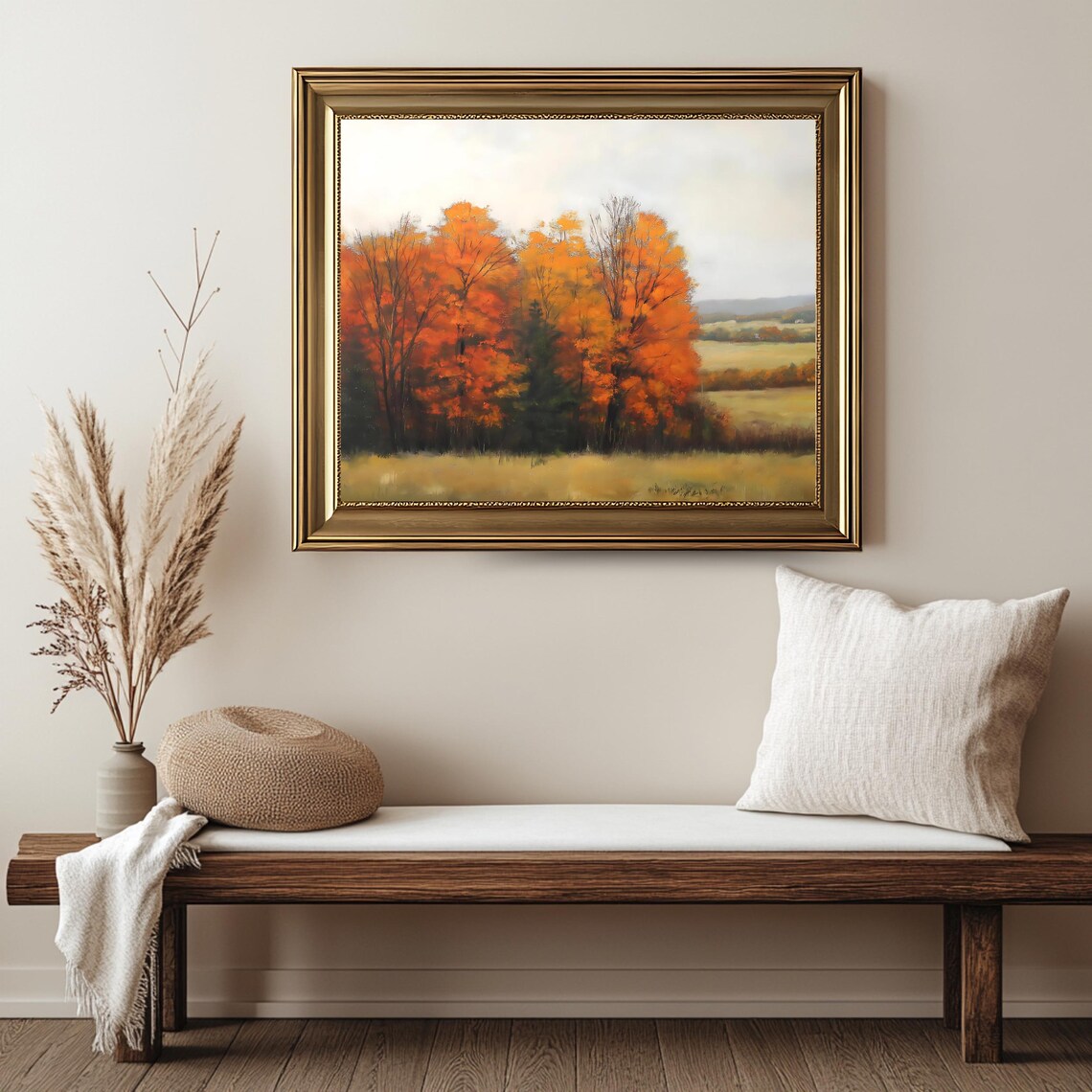 Antique Autumn Trees Vintage Fall Landscape Art Print - Image 2