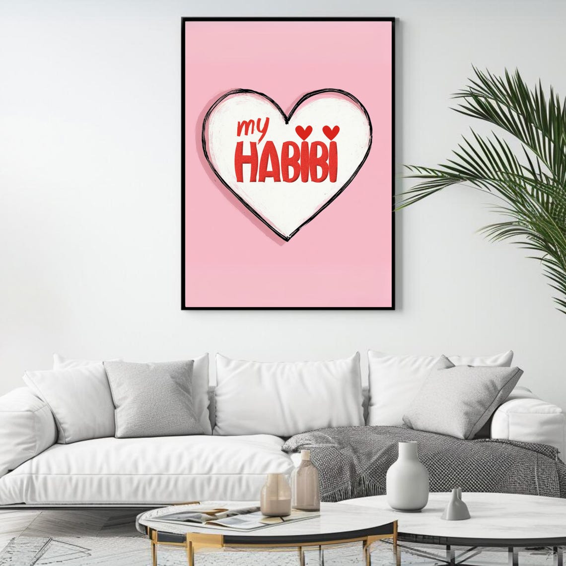 My Habibi Heart Pink Romantic Love Quote Playful Wall Art Poster - Image 4