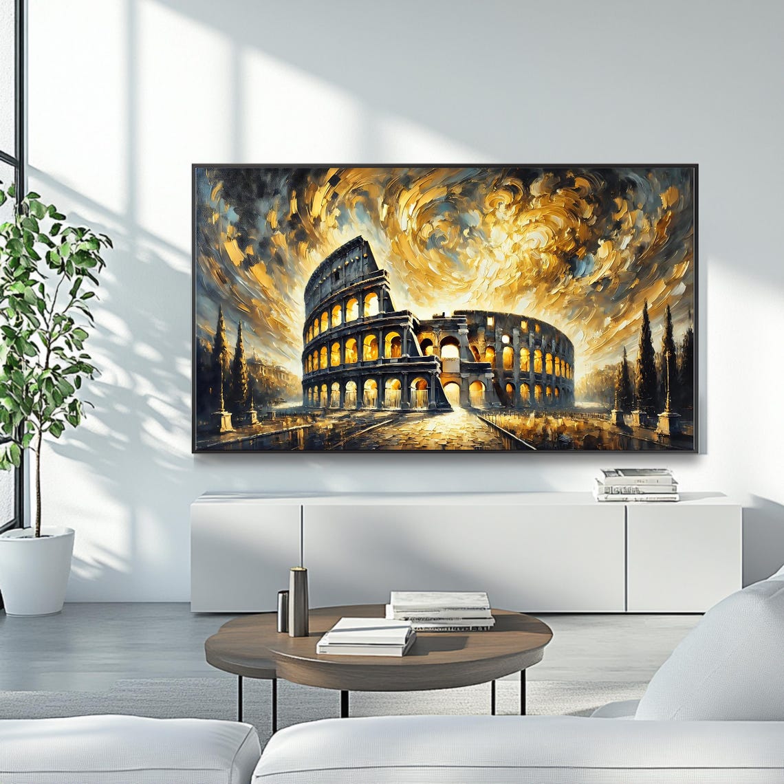 Rome Colosseum Golden Swirl Impressionist Night Lights Poster - Image 4