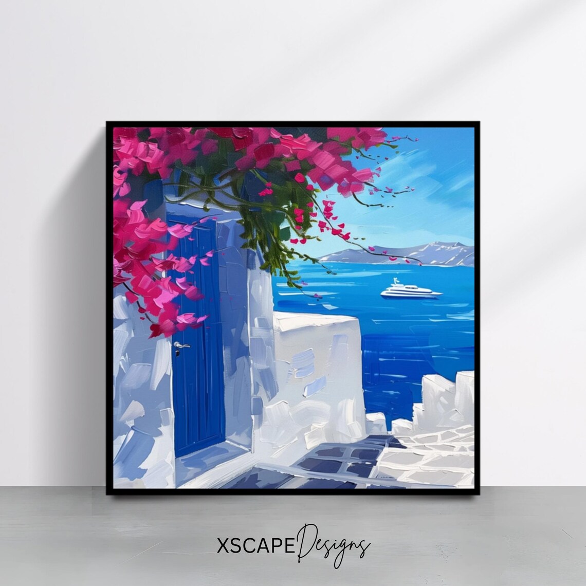 Santorini Greece Coastal Art Print, Mediterranean Decor