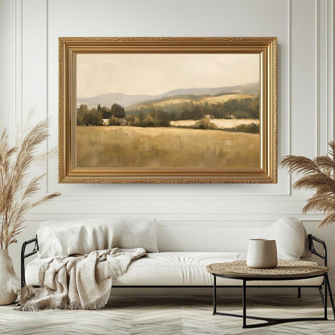Antique Countryside Vintage Farm Landscape Art Print - Image 4