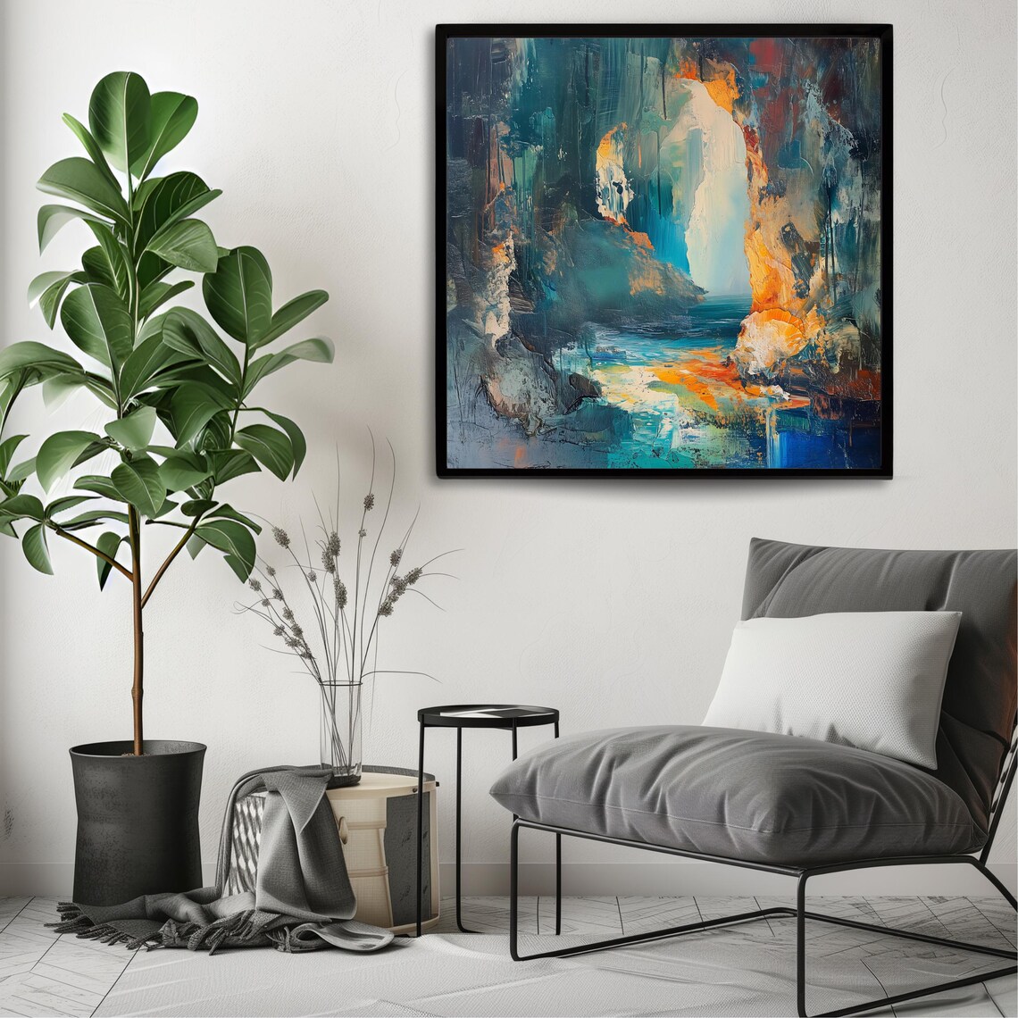 Abstract Coastal Cave Art, Ocean-Inspired Wall Art Print - Image 3