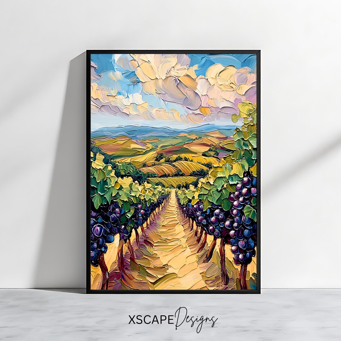 Tuscany Vineyard Landscape Art Print, Wine Country