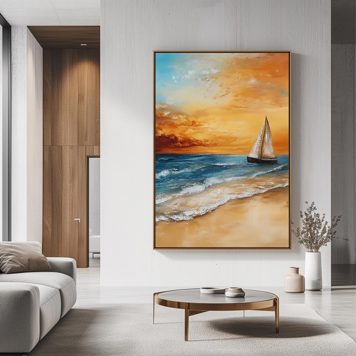 Sailboat Sunset Art Print Coastal Wall Art Beach Landscape Nautical Home Decor - Image 3