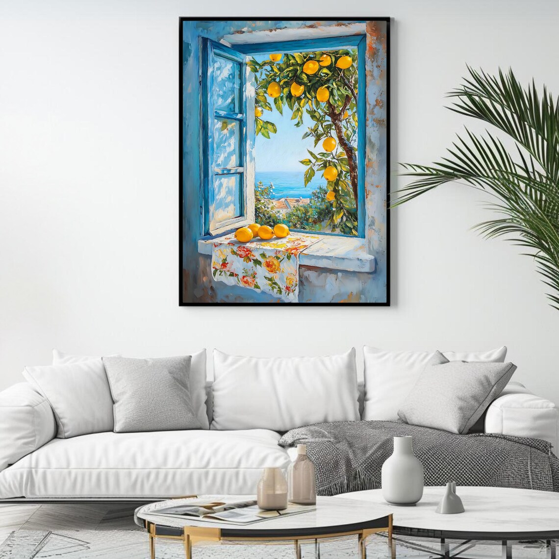 Lemon Tree Mediterranean Coastal Wall Art Print - Image 4